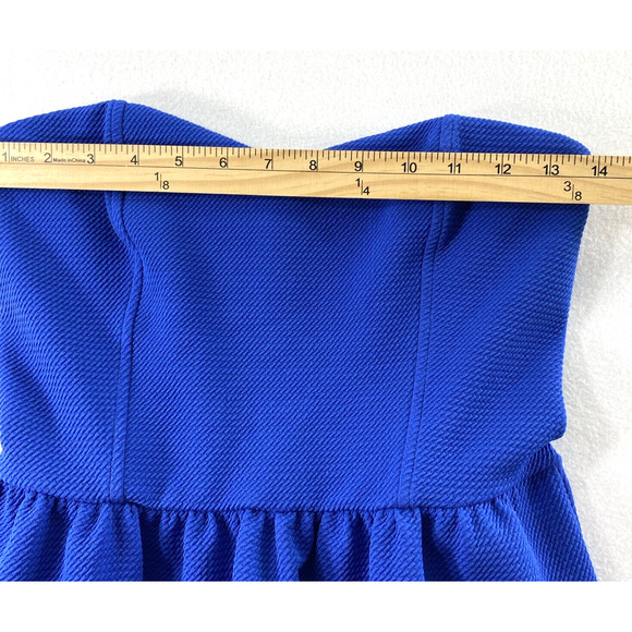 Dejavu Strapless Top Womens Medium Blue Sweetheart Neck Open Back‎ Blouse - Picture 3 of 7